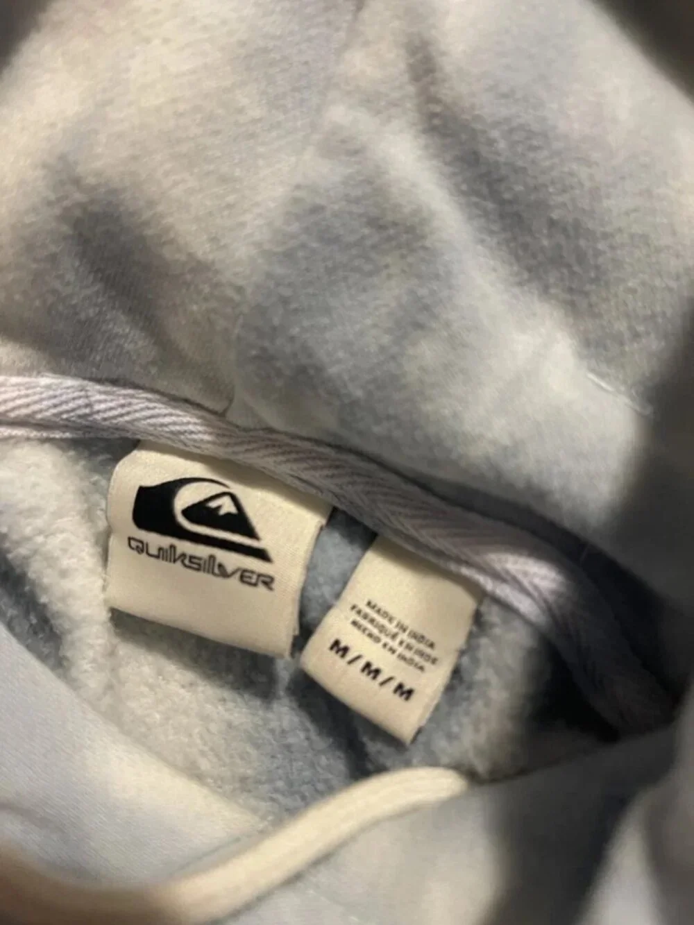 Men's Quicksilver tie dye blue and white hoodie size M Surf Beach Relaxed Socal